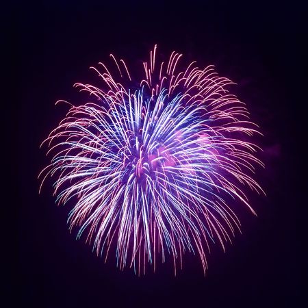 Beautiful fireworks on the black sky backgroundの写真素材