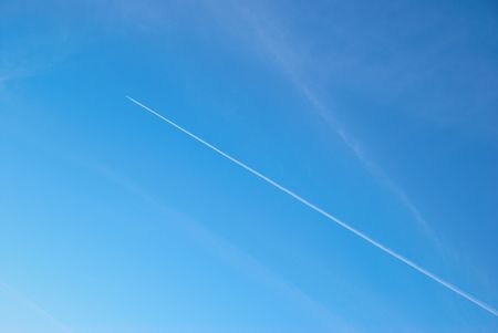 Sky with airplane track can be used for backgroundの写真素材