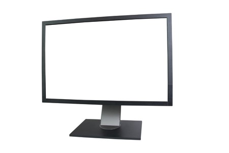 LCD monitor with empty screen isolated on whiteの写真素材