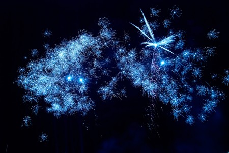 Colorful fireworks on the black sky background