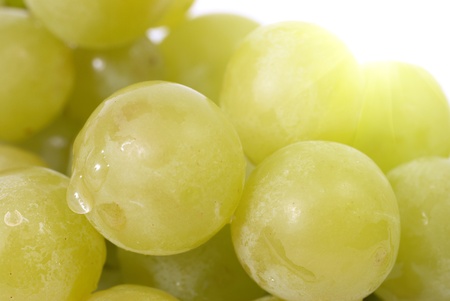 White grapes with water drops. Studio macro shotの写真素材
