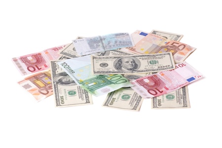 Euro and dollars can be used for backgroundの写真素材