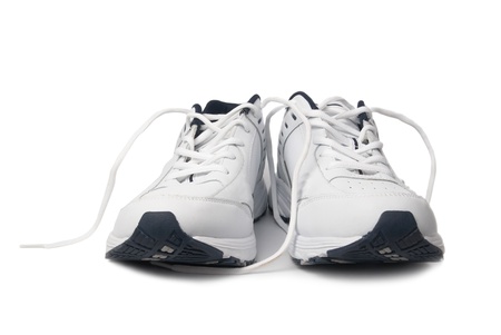 Pair white of trainers on isolated backgroundの写真素材