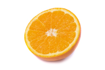 Half of juicy fresh orange isolated on white backgroundの写真素材