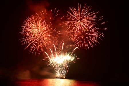 Colorful fireworks on the black sky backgroundの写真素材