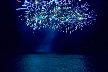 Colorful fireworks on the black sky backgroundの写真素材
