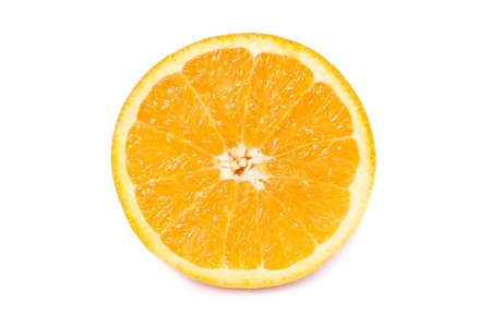 Half of juicy fresh orange isolated on white backgroundの写真素材