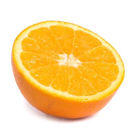 Half of juicy fresh orange isolated on white backgroundの写真素材