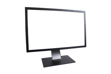 LCD monitor with empty screen isolated on whiteの写真素材