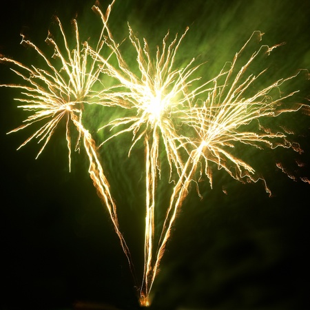 Colorful fireworks on the black sky backgroundの写真素材
