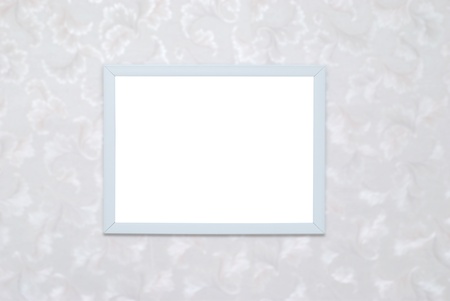 Empty blank white isolated photo frame on wallの写真素材