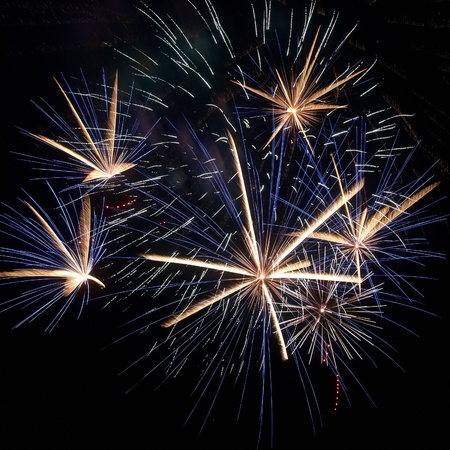 Colorful fireworks on the black sky backgroundの写真素材