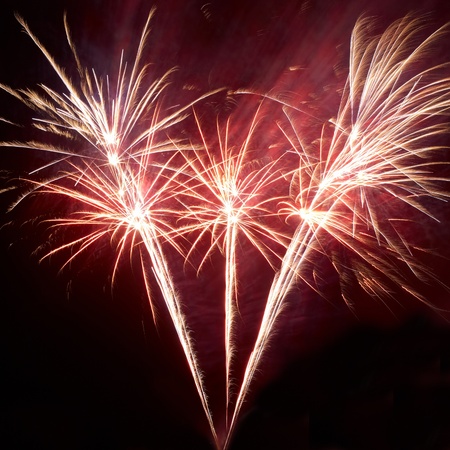 Colorful fireworks on the black sky backgroundの写真素材