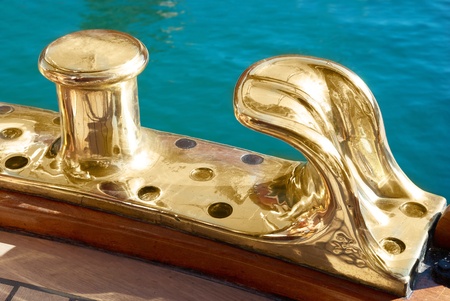 The tall brass ship rigging. Old yacht equipmentの写真素材
