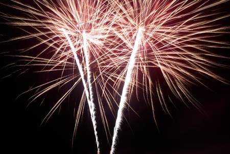 Colorful fireworks on the black sky backgroundの写真素材