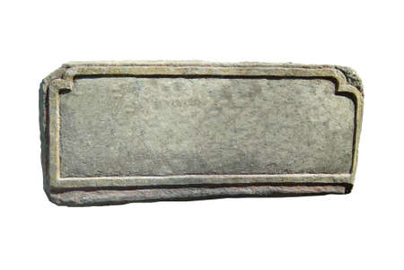 Old stone with empty space isolated on whiteの写真素材