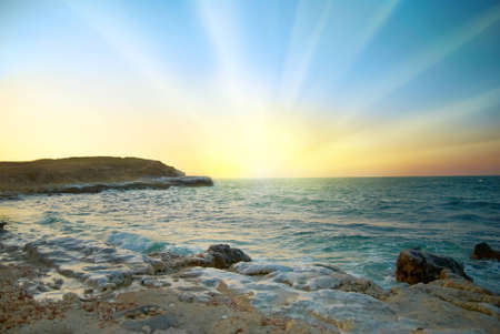 Beautiful sunrise above the summer seaの写真素材