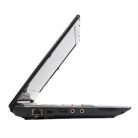 Laptop with empty screen isolated on whiteの写真素材