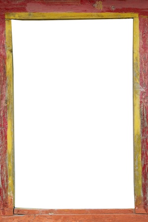 Tibetan empty wooden frame with isolated white spaceの写真素材