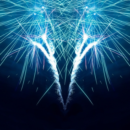 Colorful fireworks on the black sky backgroundの写真素材