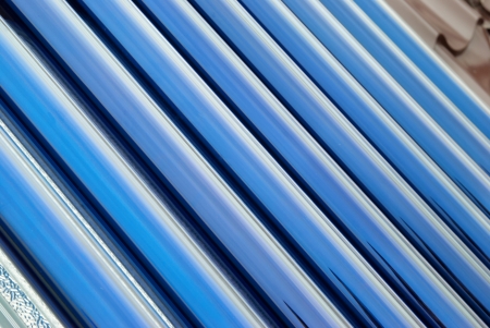 Closeup of vacuum tubes from solar water heating system.の写真素材