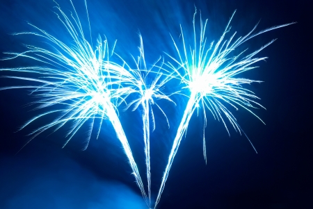 Colorful fireworks on the black sky backgroundの写真素材
