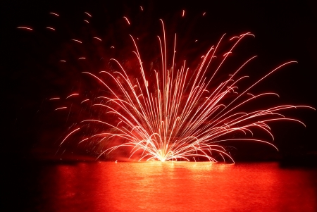 Colorful fireworks on the black sky backgroundの写真素材