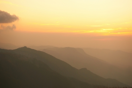 Beautiful sunset at the mountainsの写真素材
