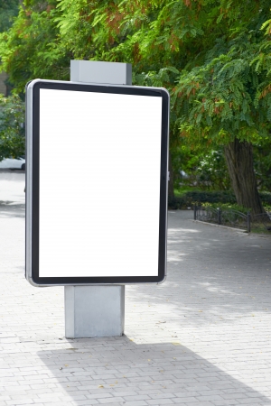 Vertical blank billboard on the city streetの写真素材