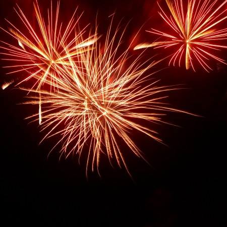 Colorful fireworks on the black sky backgroundの写真素材