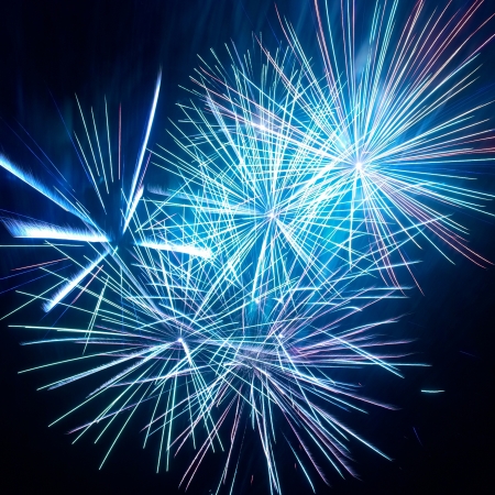 Colorful fireworks on the black sky backgroundの写真素材