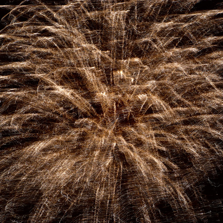 Abstract yellow fireworks on the black sky background  Holiday celebration 