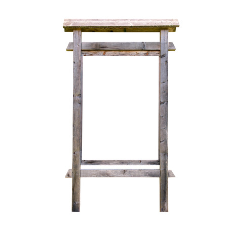 White blank wooden sign board isolated on white backgroundの写真素材