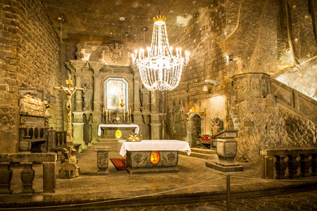 KRAKOW, POLAND - June 3, 2014 Chapel in the main hall in the Wieliczka Salt Mineのeditorial素材