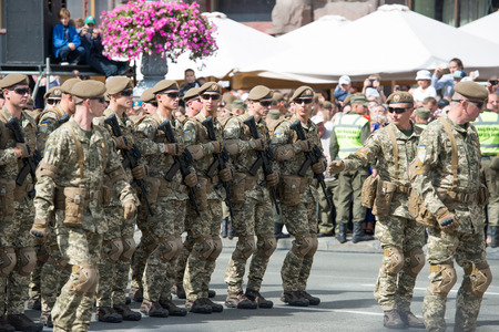 KIEV, UKRAINE - AUGUST 24, 2017: Military parade in Kyiv, dedicated to the Independence Day of...