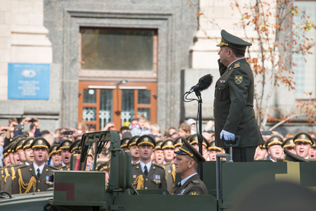 KIEV, UKRAINE - AUGUST 24, 2017: Military parade in Kyiv, dedicated to the Independence Day of...