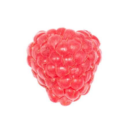 One red ripe raspberry isolated on white background