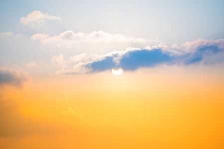 Cloudscape with bright sky and beautiful dramatic sunset. Can be used as backgroundの写真素材