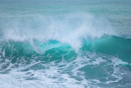 Big wave with sea foam and blue water