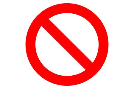 Isolated red Not Allowed sign, Prohibition sign or stop sign illustration isolated on white...