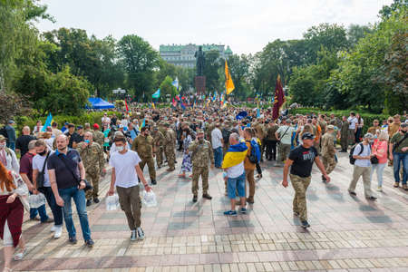 KIEV, UKRAINE - AUGUST 24, 2020: March of defenders, parade in Kyiv, dedicated to the Independence Day of Ukraine, 29th anniversary.のeditorial素材