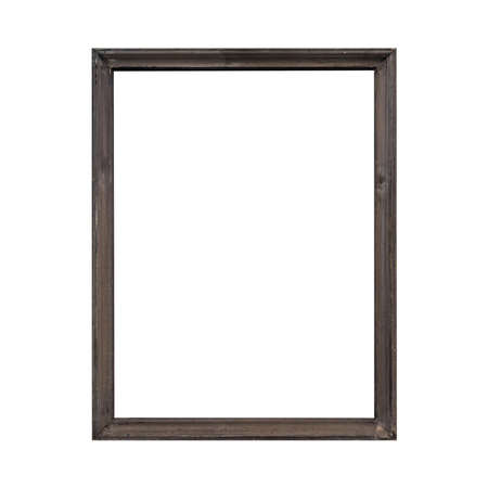 Empty wooden picture frame isolated on white backgroundの写真素材