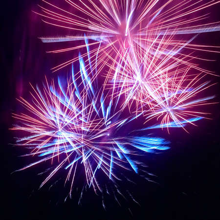 Colorful fireworks on the black sky backgroundの写真素材