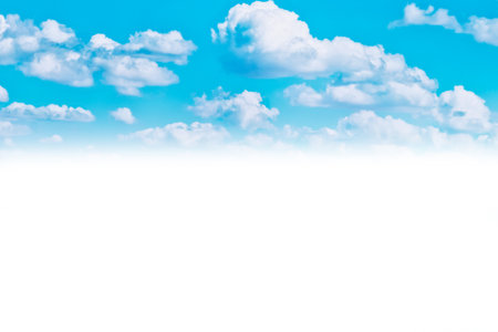 Sky and clouds background for your design isolated on white backgroundの写真素材