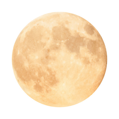 Full orange moon isolated on white backgroundの写真素材