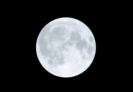 Full moon on night black sky, moon isolated on night skyの写真素材