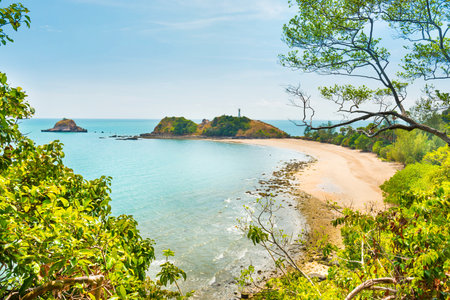 Beach on tropical island, tropic island landscapeの写真素材