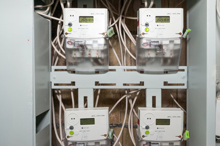 Electrical meters with electrical power cables for house, digital electrical meters