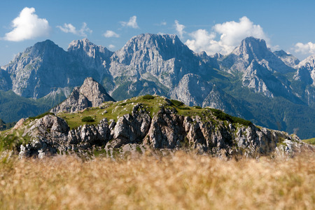 View of Monte Ferro from Passo Sesis, Carnic Alps, Dolomites, Italyのeditorial素材