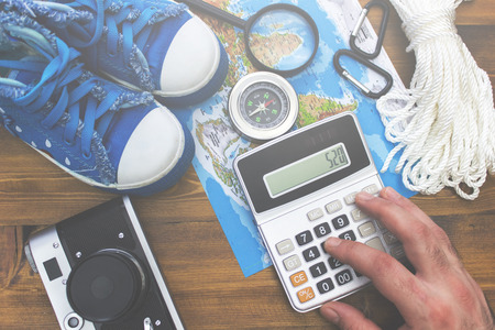 Calculation for travel. concept on the theme of travelの写真素材